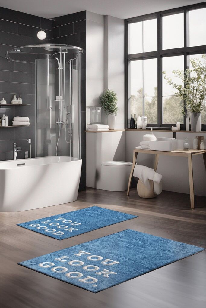 Комплет подлоги за бања L'essentiel Maison CT-5416, 2 парчиња, сини