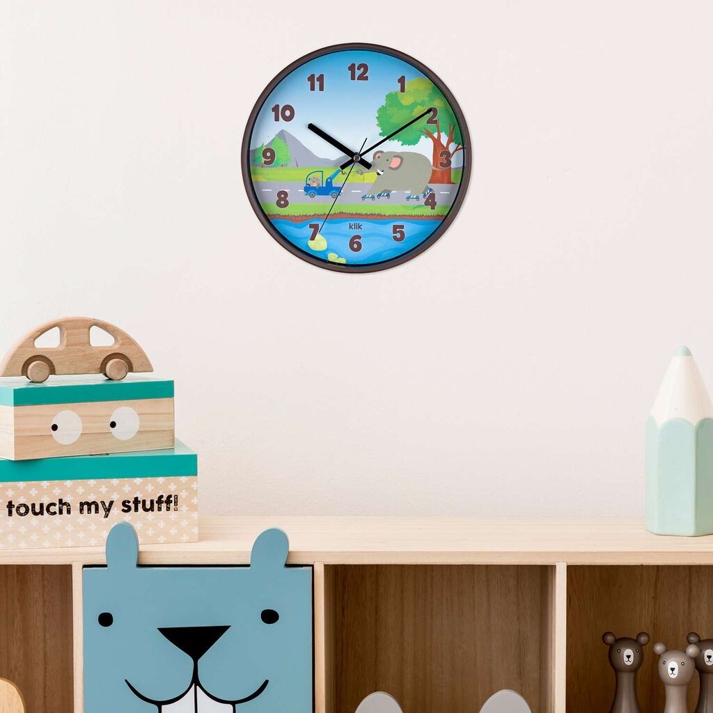 Dzиден часовник Wallity Elephant, 30,5x30,5 см, кафеав