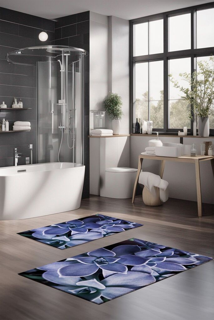 Комплет теписи за бања L'essentiel Maison CT-5300, 2 парчиња, темно сина боја