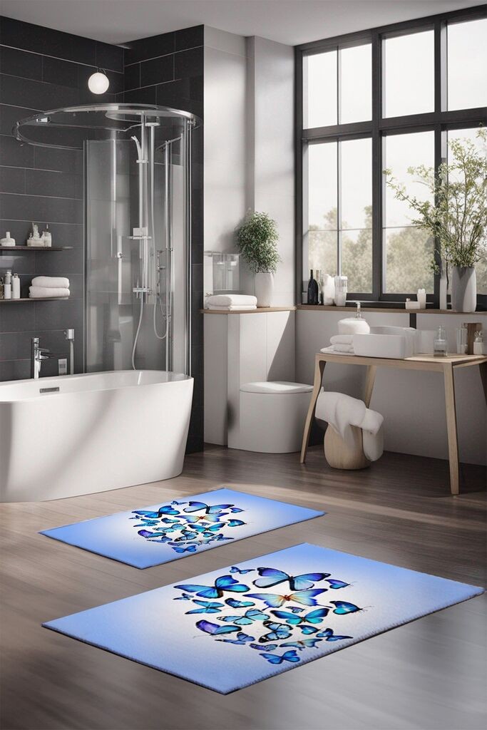 Комплет теписи за бања L'essentiel Maison CT-5113, 2 парчиња, светло сина боја