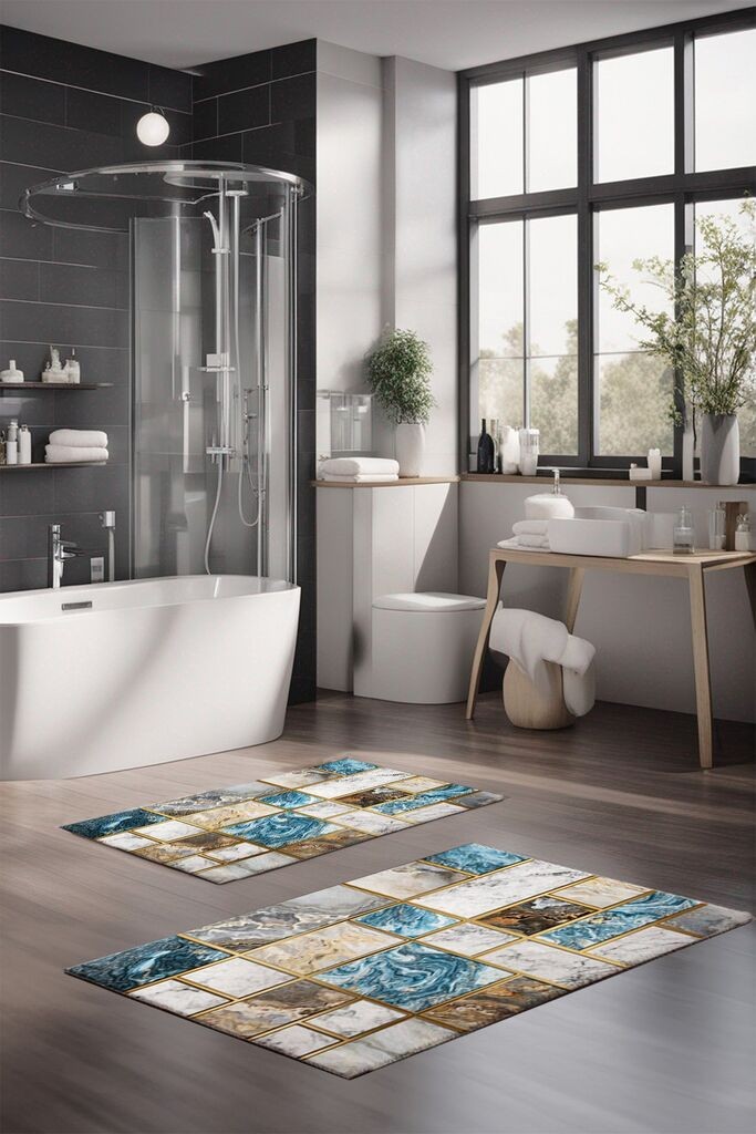 Комплет теписи за бања L'essentiel Maison CT-5096, 2 парчиња, шарени