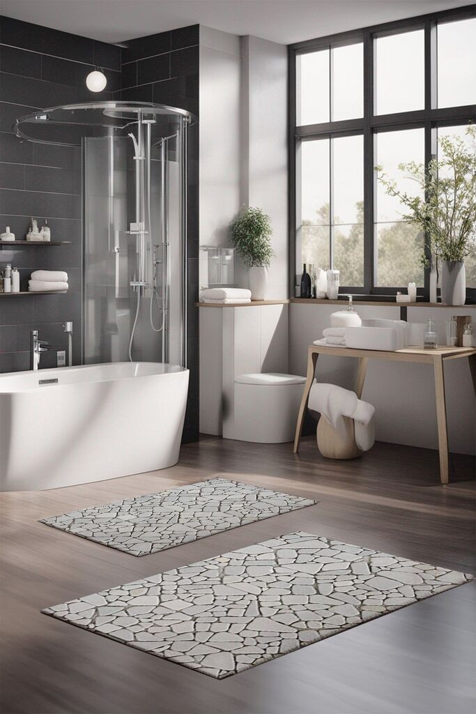 Комплет подлоги за бања L'essentiel Maison CT-5348, 2 парчиња, сиви