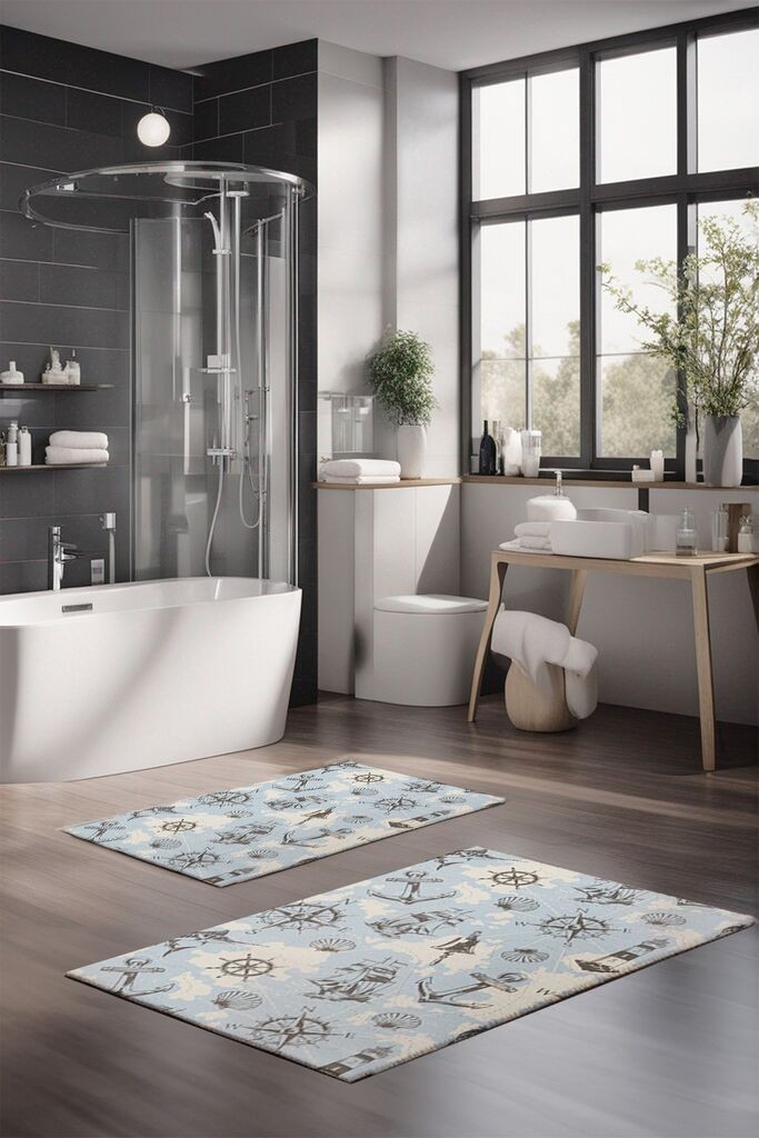 Комплет теписи за бања L'essentiel Maison CT-5235, 2 парчиња, шарени