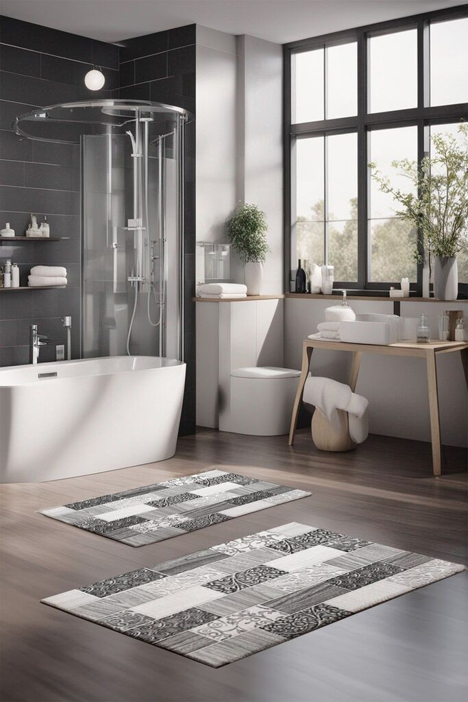 Комплет теписи за бања L'essentiel Maison CT-5233, 2 парчиња, светло сива боја