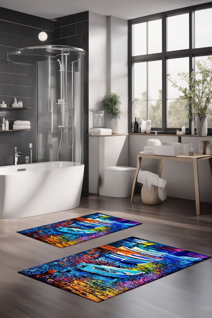 Комплет подлоги за бања L'essentiel Maison CT-5141, 2 парчиња, шарени