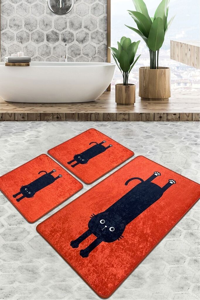 Комплет теписи за бања L'essentiel Maison Comfort, 3 парчиња, портокалова