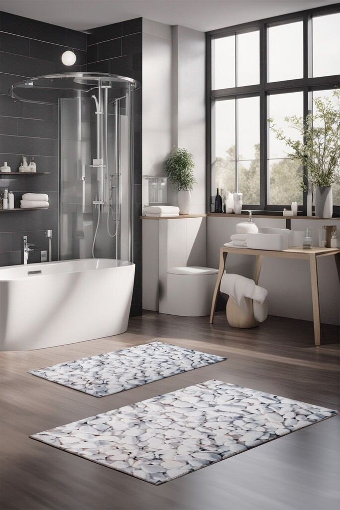 Комплет теписи за бања L'essentiel Maison CT-5182, 2 парчиња, бели