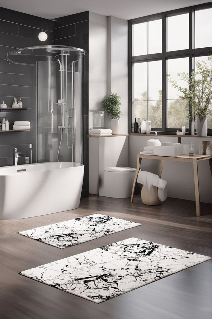 Комплет подлоги за бања L'essentiel Maison CT-5060, 2 парчиња, бели