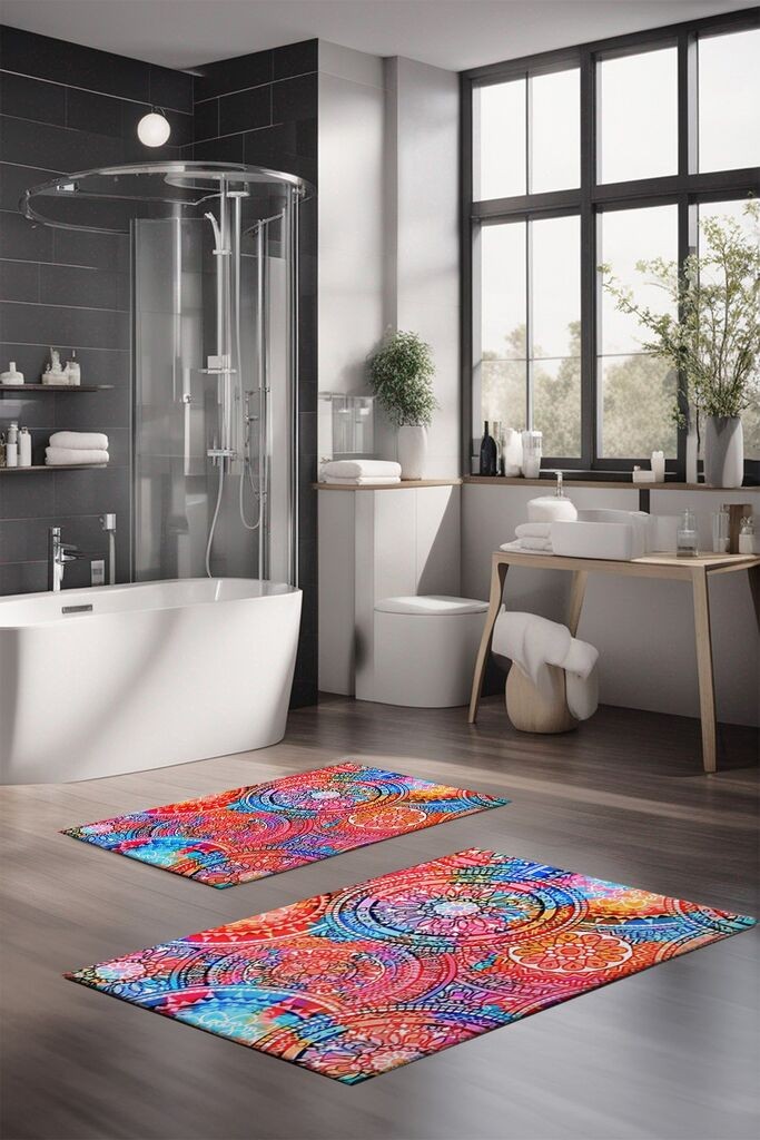 Комплет теписи за бања L'essentiel Maison CT-5390, 2 парчиња, шарени