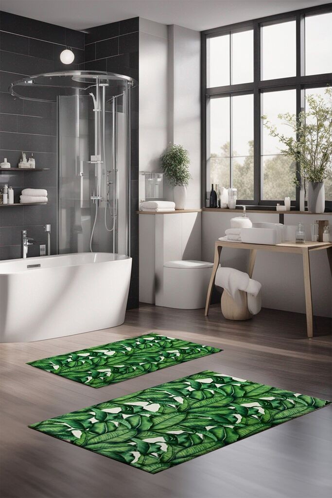 Комплет подлоги за бања L'essentiel Maison CT-5303, 2 парчиња, зелена