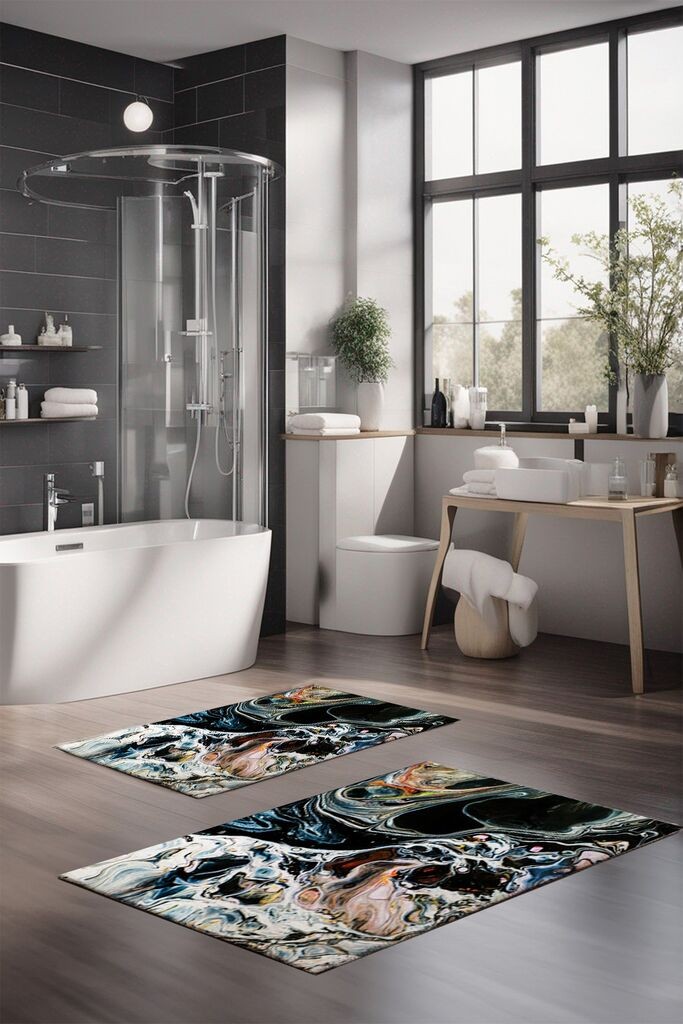 Комплет теписи за бања L'essentiel Maison CT-5048, 2 парчиња, шарени