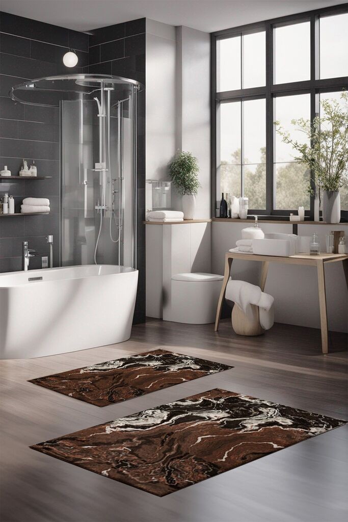 Комплет теписи за бања L'essentiel Maison CT-5032, 2 парчиња, кафеава боја