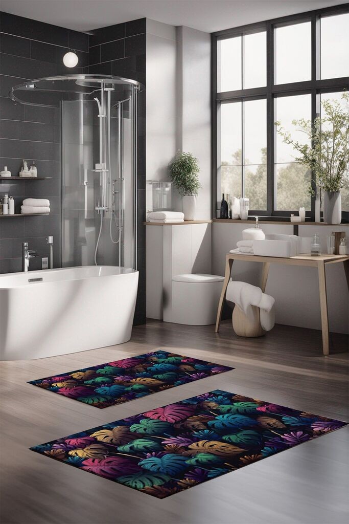 Комплет теписи за бања L'essentiel Maison CT-5334, 2 парчиња, темно сина боја