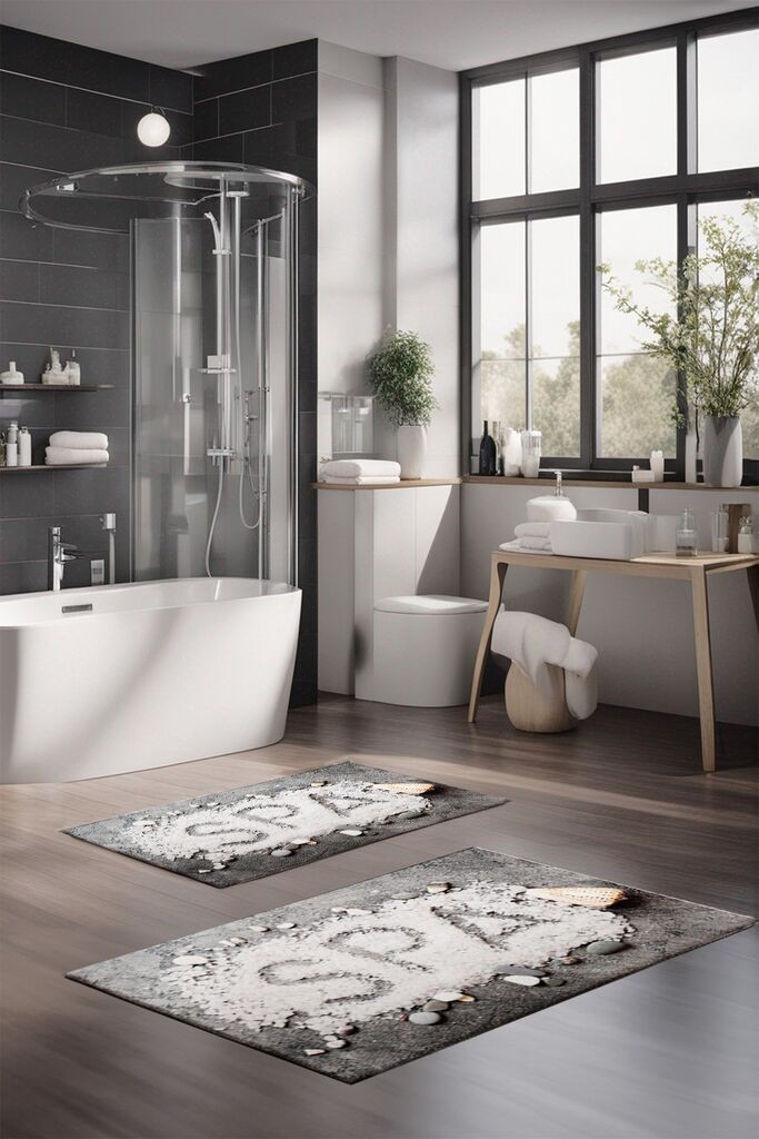 Комплет теписи за бања L'essentiel Maison CT-5201, 2 парчиња, сиви