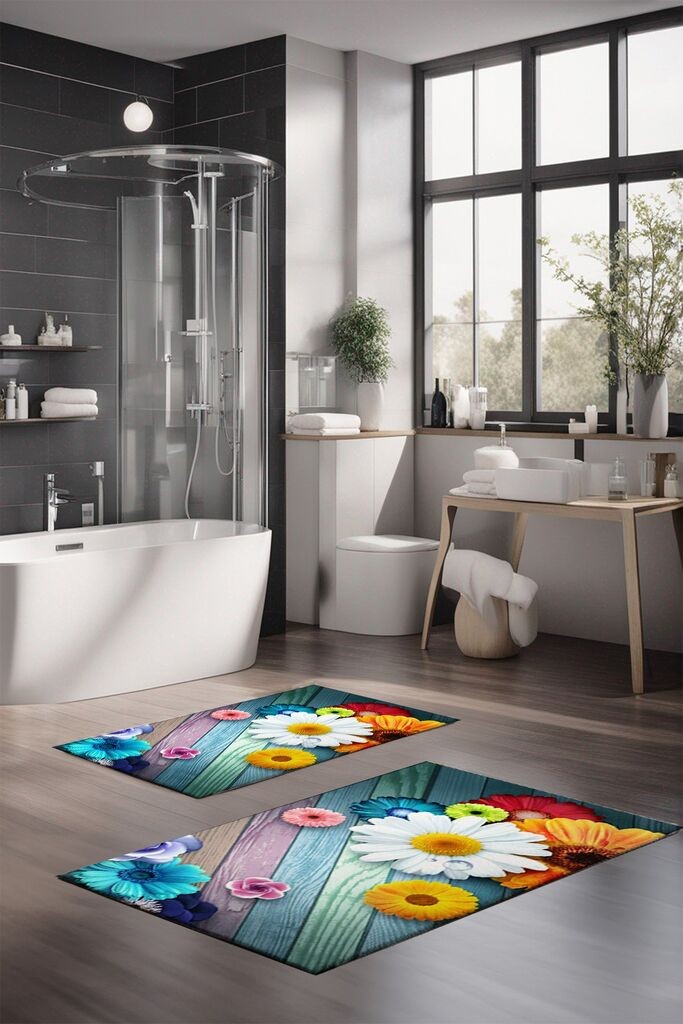 Комплет теписи за бања L'essentiel Maison CT-5374, 2 парчиња, шарени