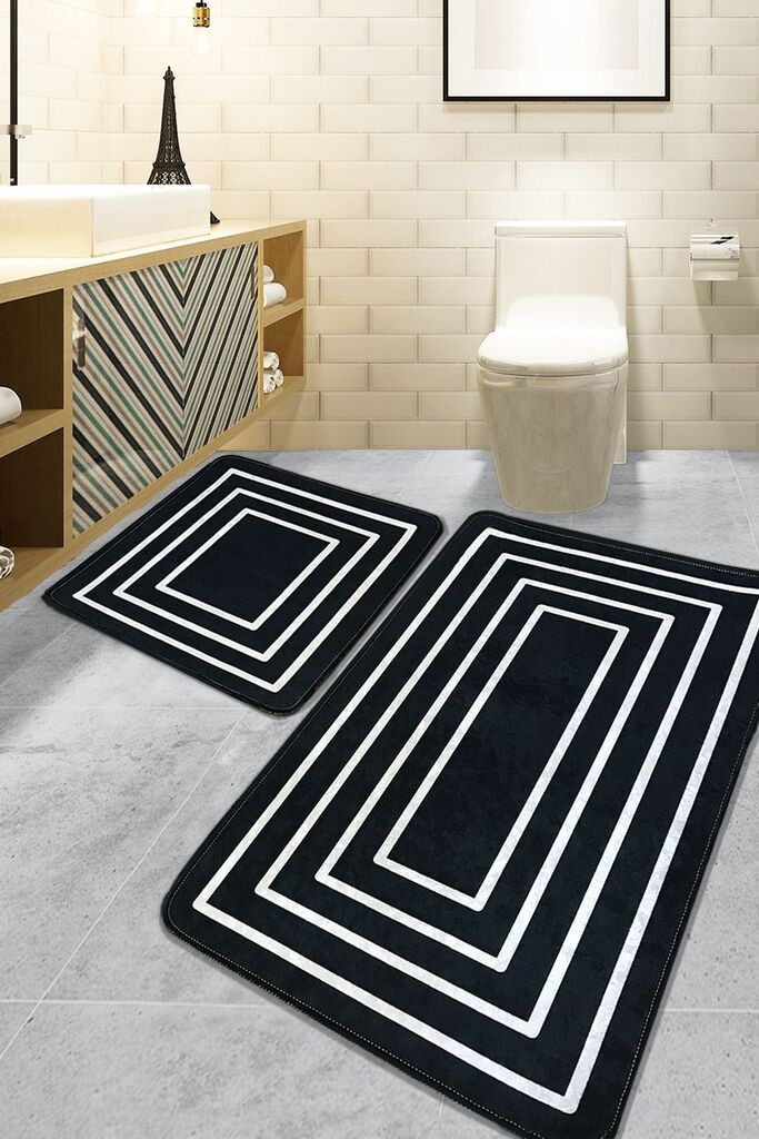 Комплет килими за бања L'essentiel Maison Wale, 2 парчиња, бела