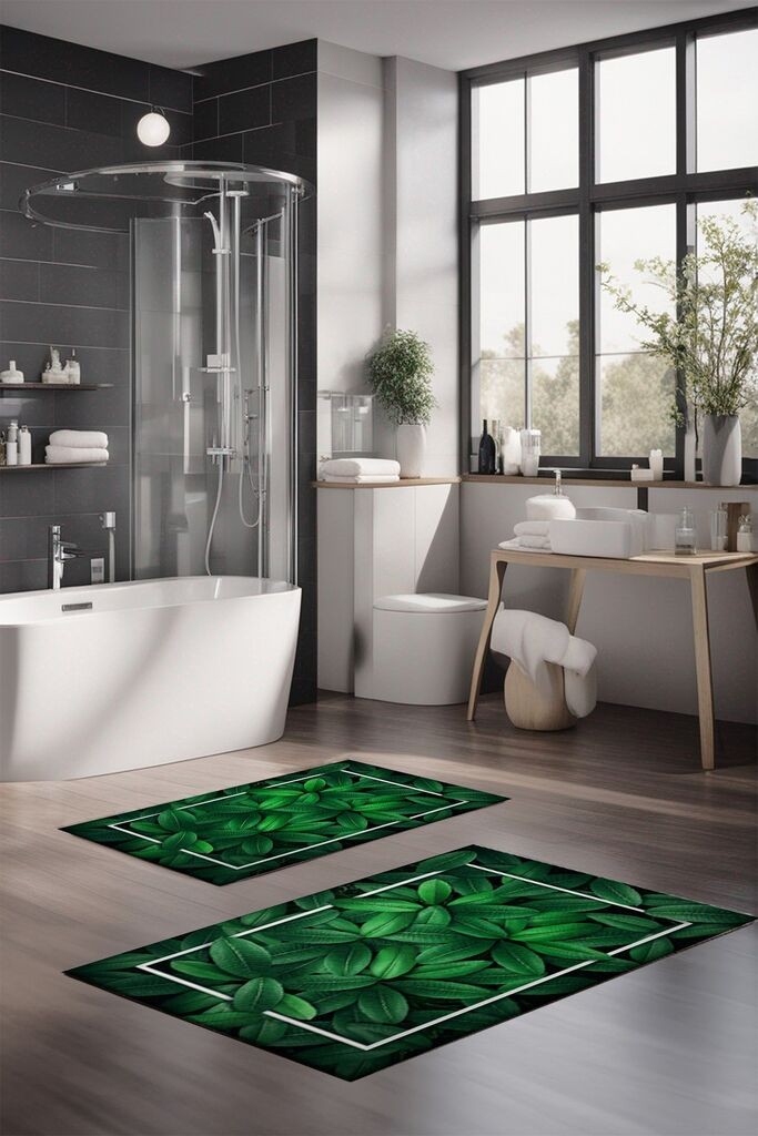 Комплет подлоги за бања L'essentiel Maison CT-5312, 2 парчиња, зелена