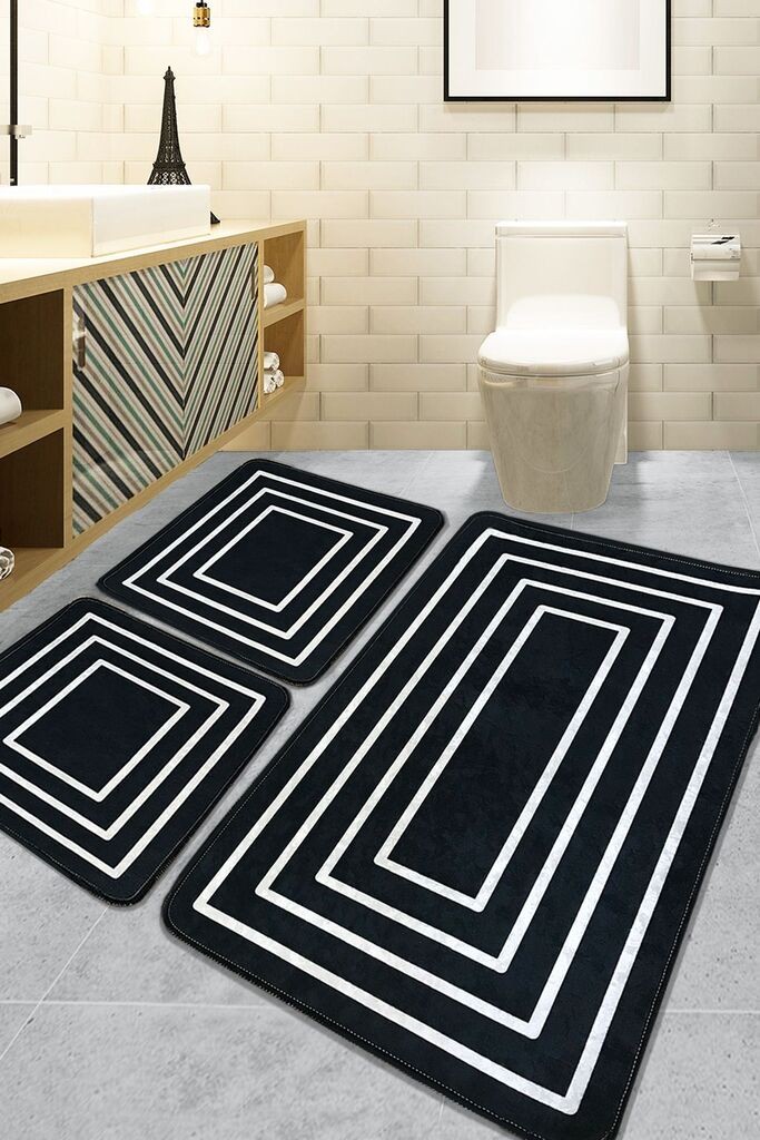 Комплет душеци за бања L'essentiel Maison Wale, 3 парчиња, бела