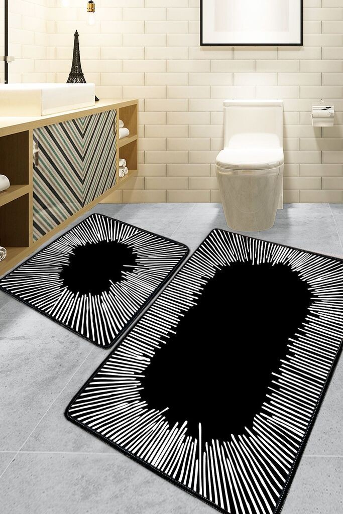 Комплет теписи за бања L'essentiel Maison Somber, 2 парчиња, црни