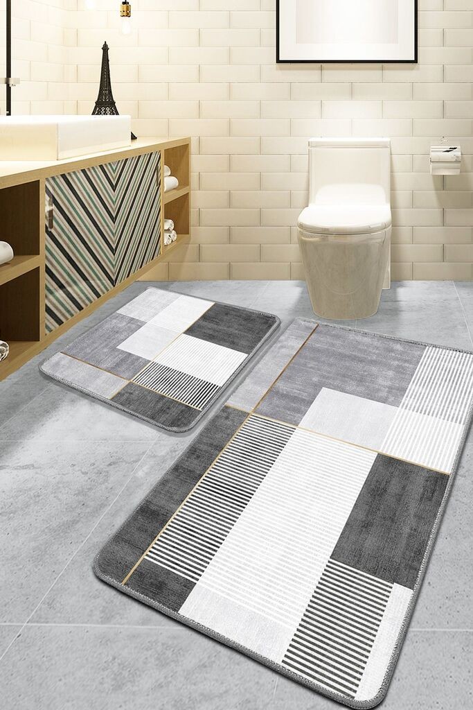 Комплет простирки за бања L'essentiel Maison Pendor, 2 парчиња, сиви