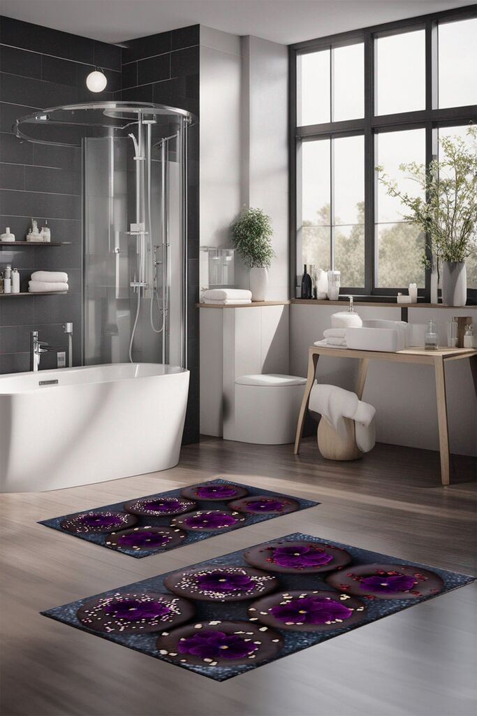 Комплет теписи за бања L'essentiel Maison CT-5369, 2 парчиња, виолетова