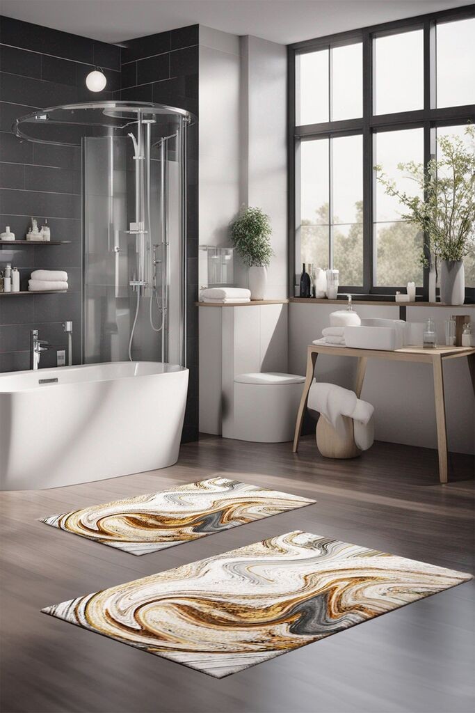 Комплет теписи за бања L'essentiel Maison CT-5046, 2 парчиња, шарени