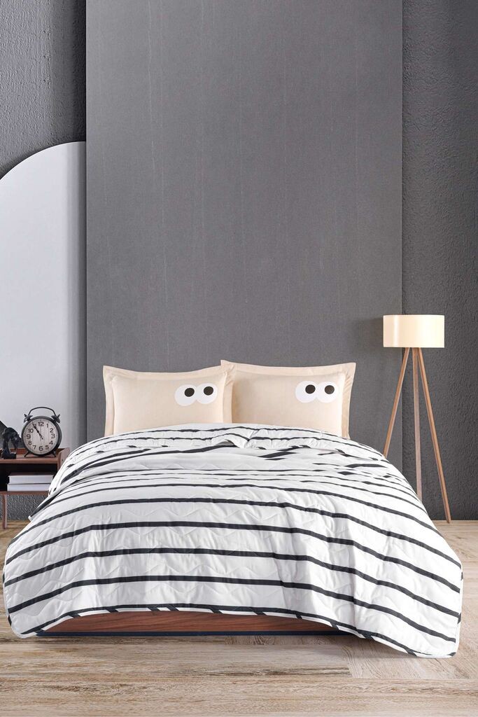 Комплет постелнина L'essentiel Maison Смешно, 200x220 см, црно-бело