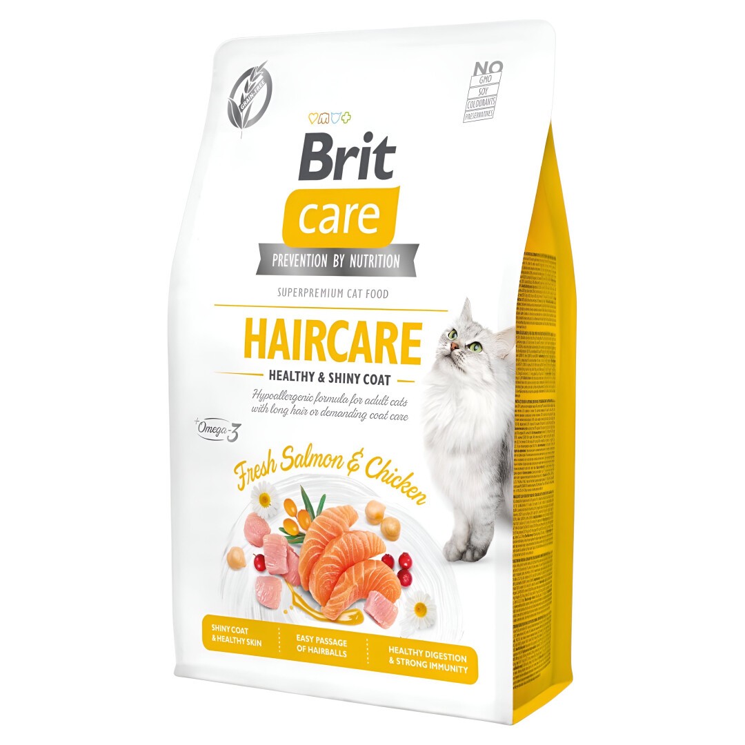 BRIT Care Haircare Heаlthy & Shiny coat Гранули со Лосос и Пилешко за Мачки [Вреќа 7кг]