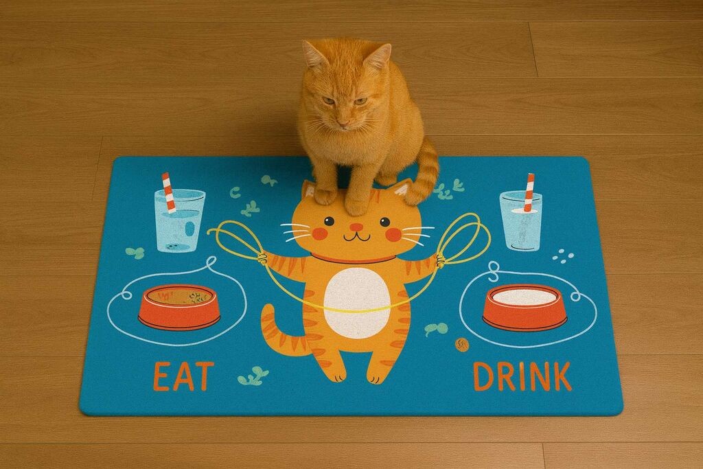 Подлога за хранилки „Шепи и мустаќи" Паспет 4, 40x70 см, шарена