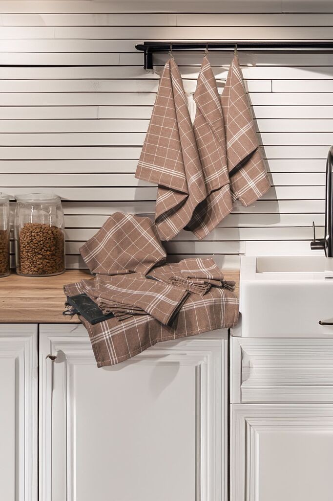 Комплет кујнски крпи Hermia Juno, 50x70 см, 10 парчиња, кафеави