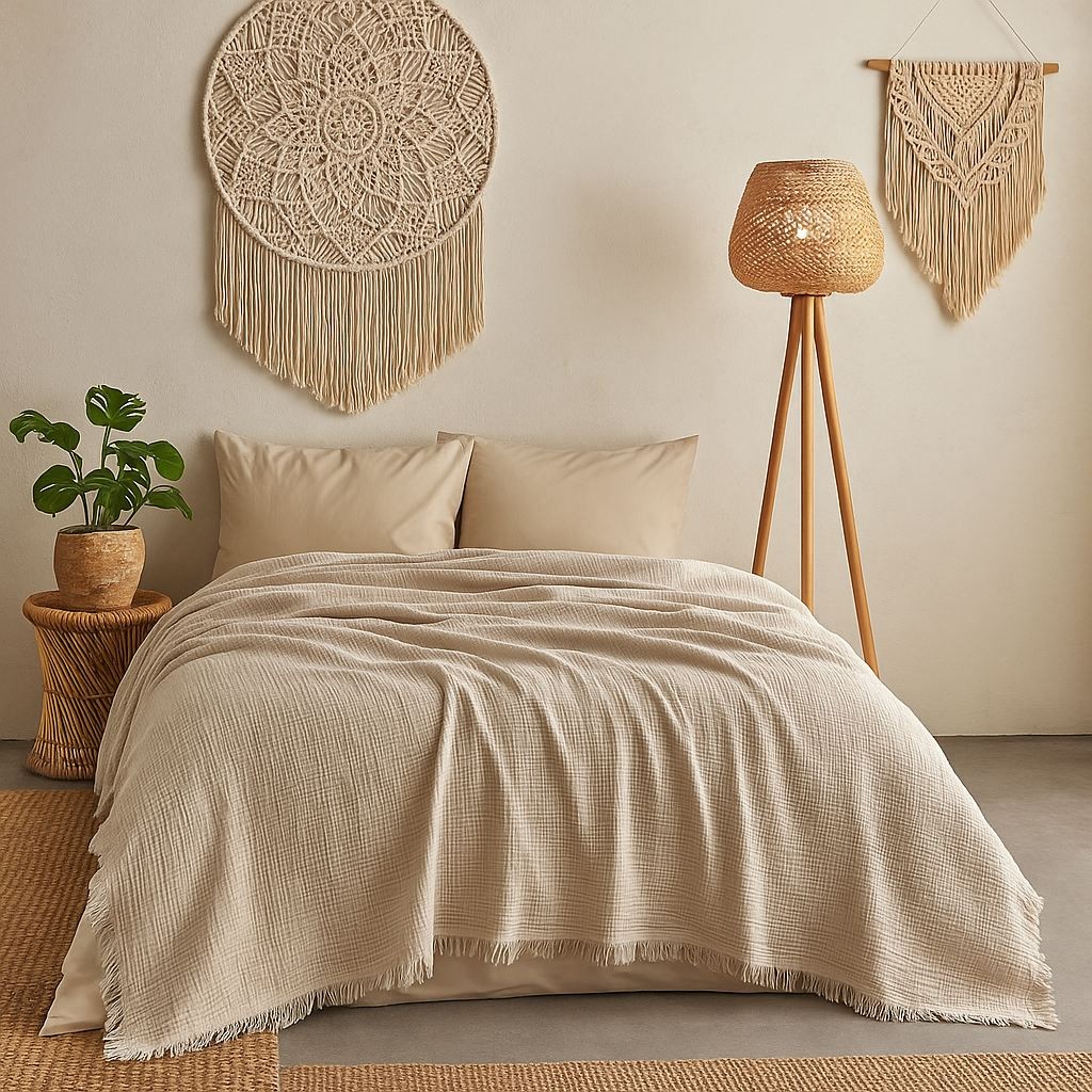 Прекривка за двоен кревет L'essentiel Maison, 200x220 см, Капучино