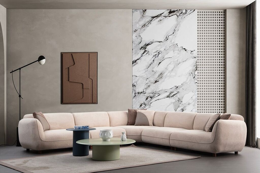 Аголна гарнитура софа Atelier del Pavia, 335x335x75 см, крем боја