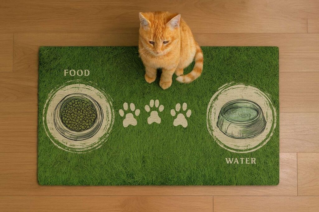 Подлога за хранилки „Шепи и мустаќи" Паспет 1, 40x70 см, зелена