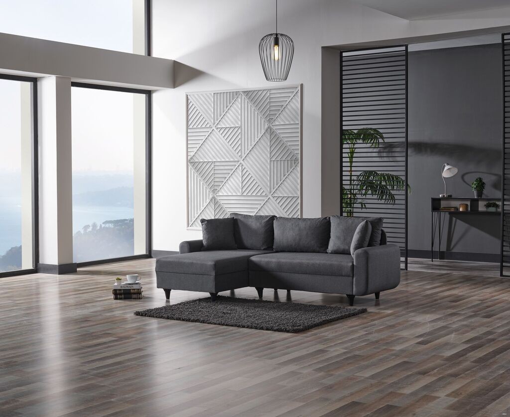 Аголна тросед на расклопување Atelier del Sofa Flavia, 230x72x125 см, темно сива