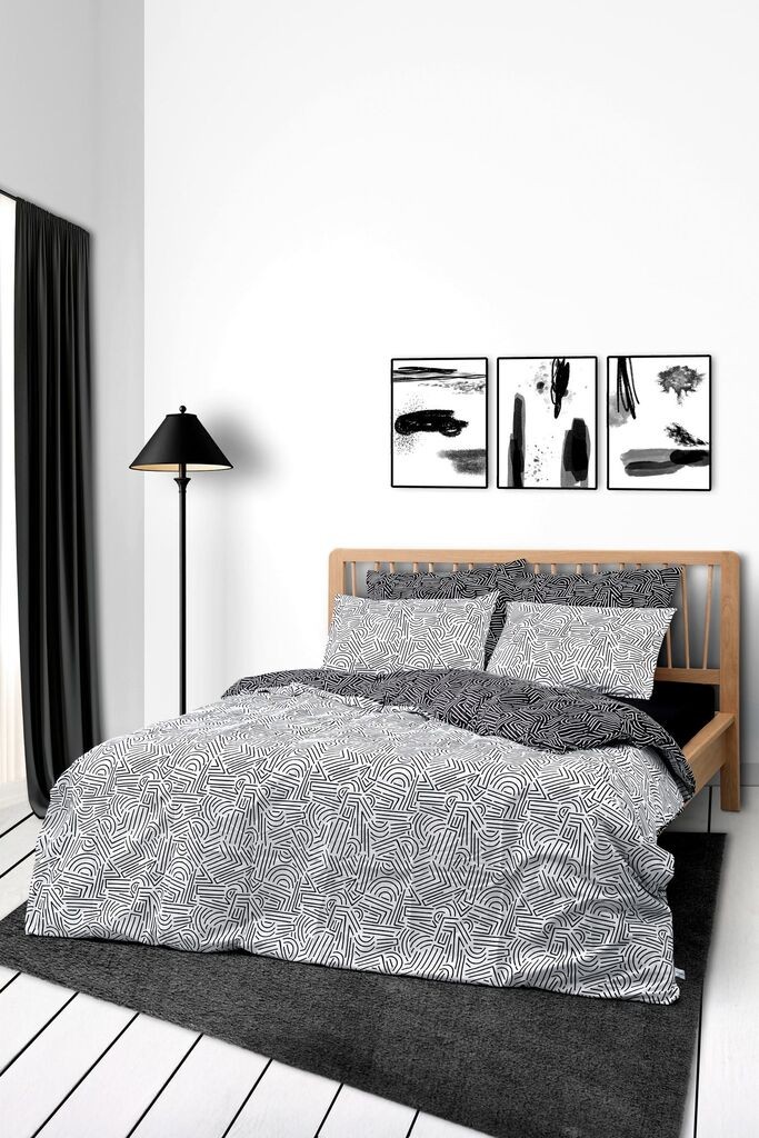 Комплет навлаки за двојни јоргани L'essentiel Maison Ranfors, 200x220 cm, црна,