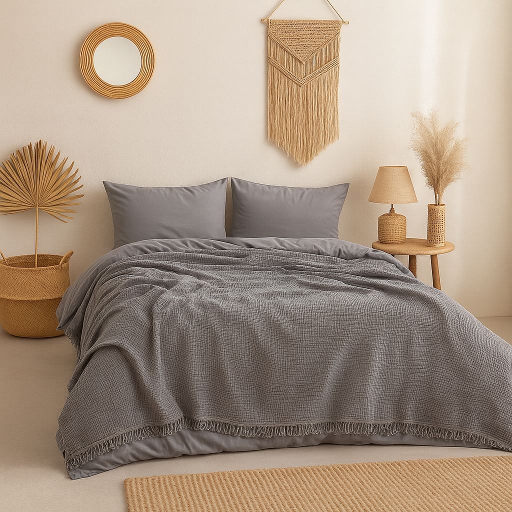 Прекривка за двоен кревет L'essentiel Maison, 200x220 см, антрацит