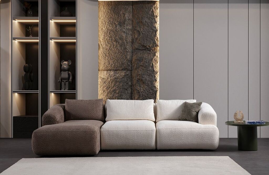 Аголен мебел Atelier del Sofa Sofia, 290x105x85 см, кафеаво-бел