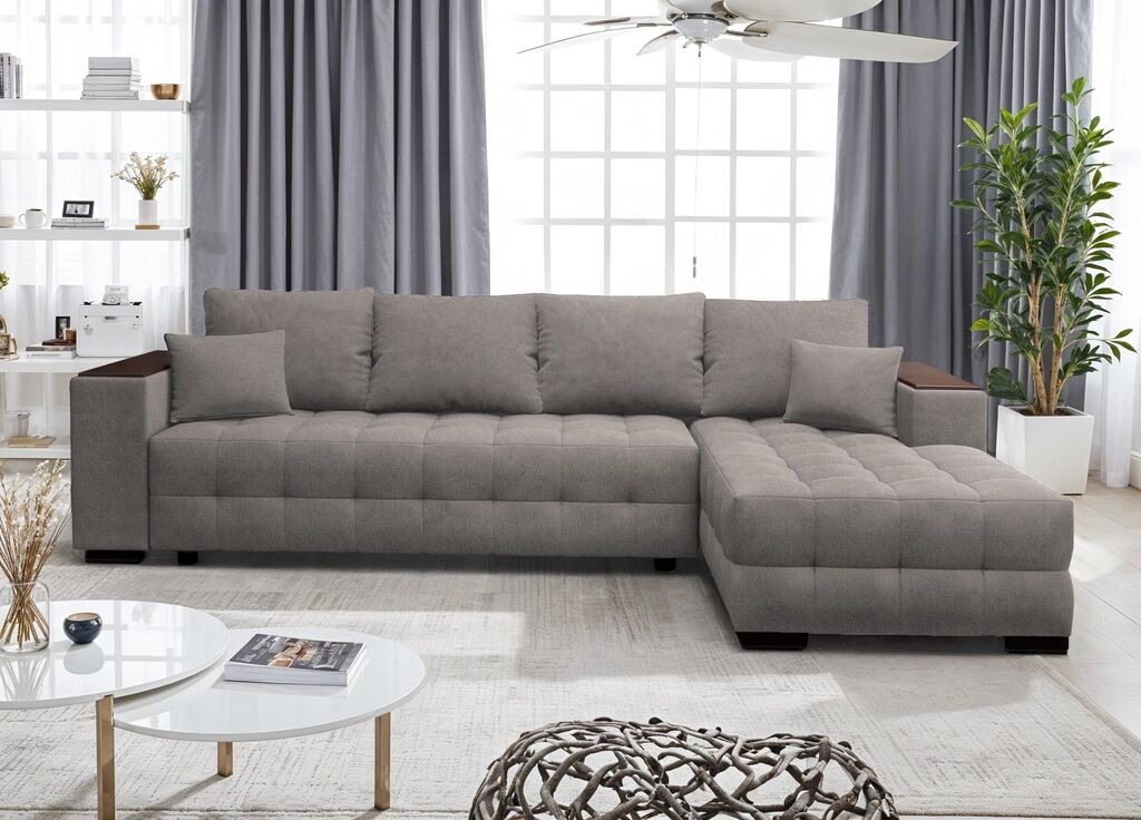 Мебел-Ви Аг Леон Десна Светла Сива Аголна Гарнитура