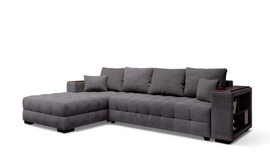 Мебел-Ви Аг Леон Лева Темна Сива Аголна Гарнитура