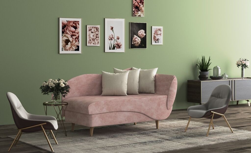 Мебел-Ви Двосед Оксфорд Десна Розева