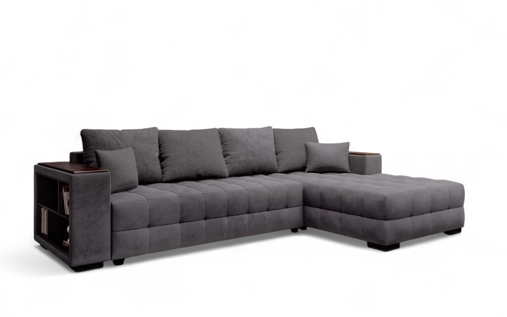 Мебел-Ви Аг Леон Десна Темна Сива Аголна Гарнитура