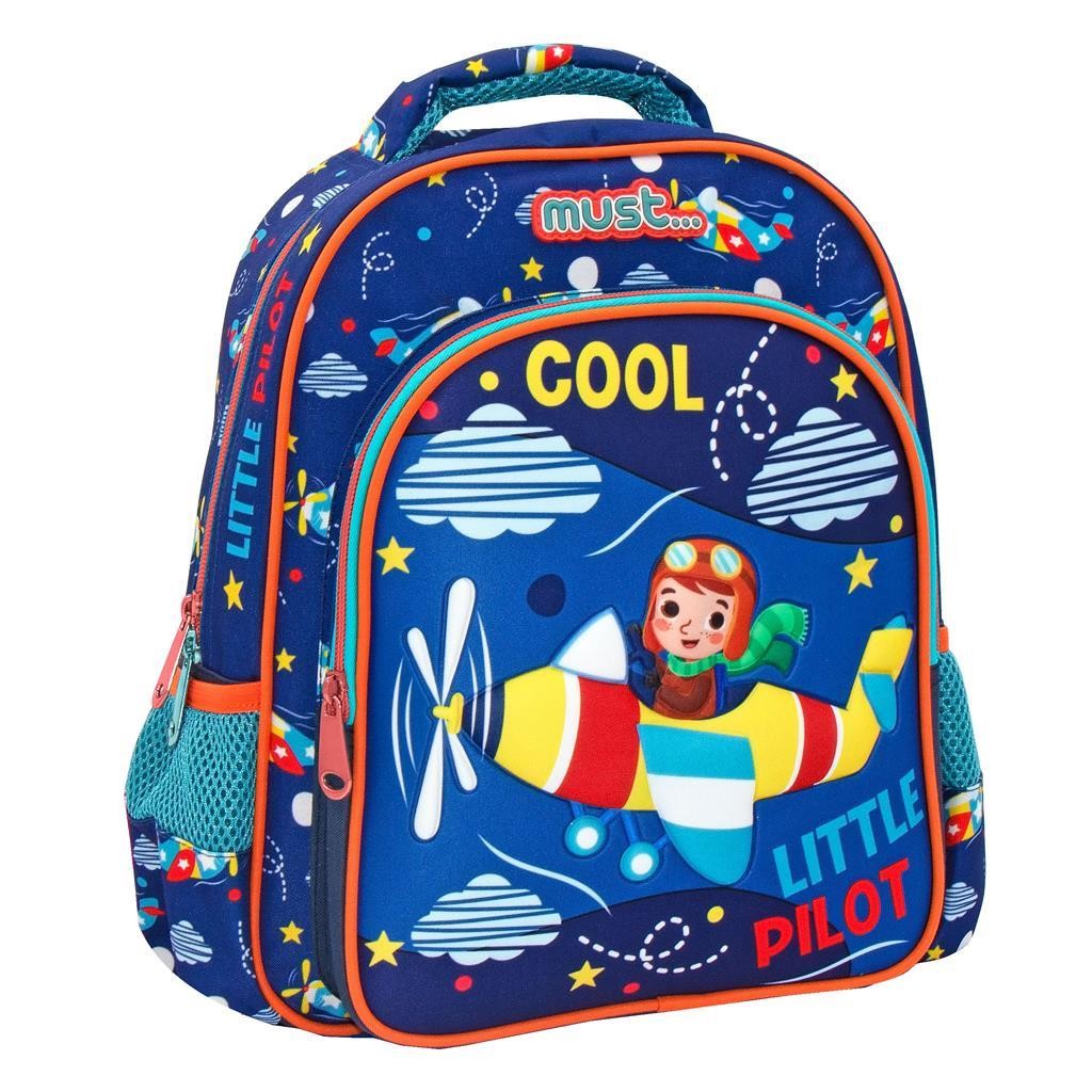 MUST Ранец, 2 Патенти, Предучилишен, 3D, Must, Little Pilot, 000585003, 27*31*10цм