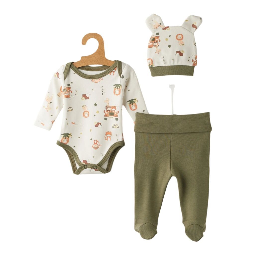 Комплет 3 Делен Боди Капа и Панталони Animals
