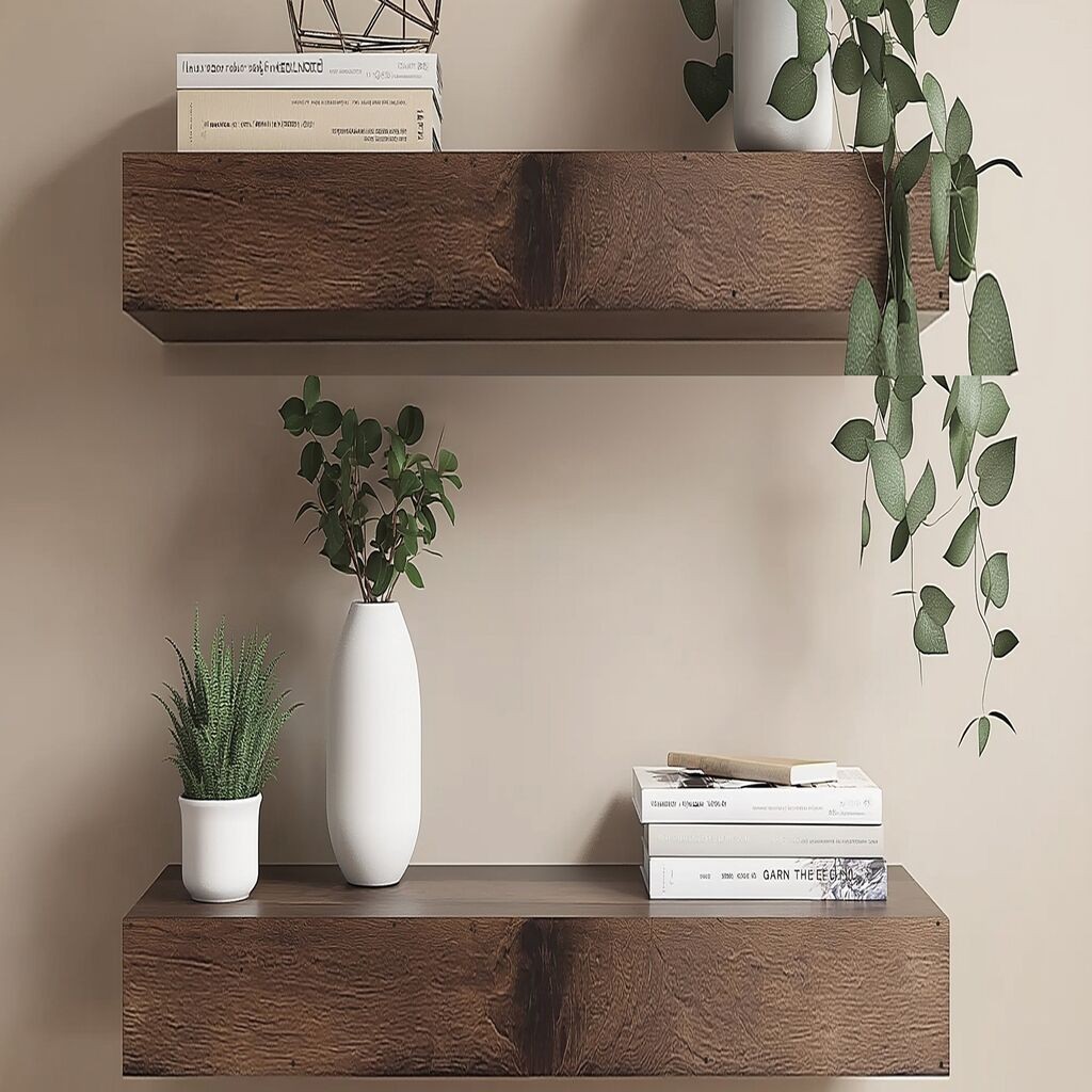 Hanah Home Комплет полици за dzид Raf272, 2 парчиња, кафеави