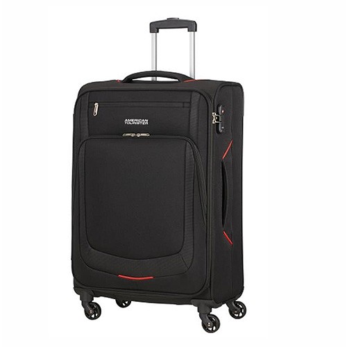 AMERICAN TOURISTER Куфер, 4 Тркала, Мека, M, 125806/1073, 44x67x27цм, Црна/црвена