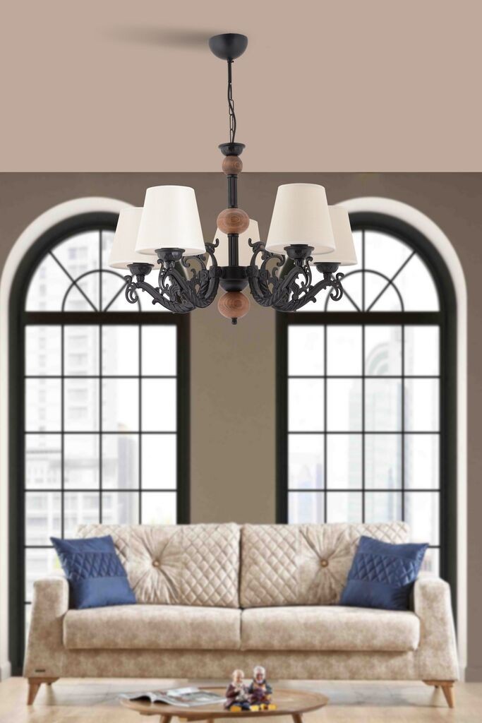 Лустер Opviq Fiona Wood, 15x10x13cm, IP20, крем-црн