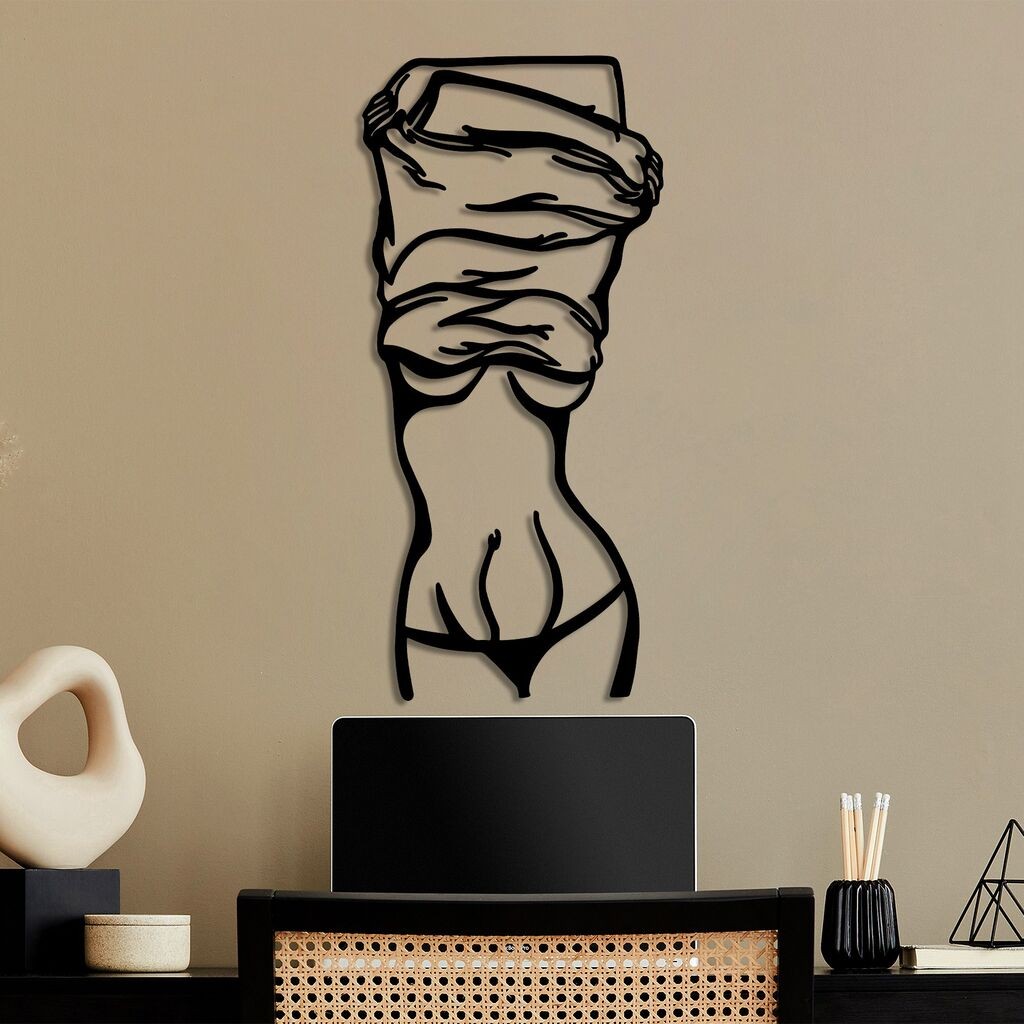 Wallity декорација за dzид „Соблекување на жена", 33x70 см, црна