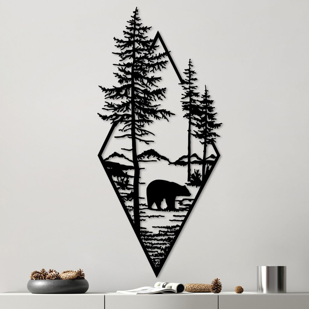 Wallity декорација за dzид Мечка-црна v2, 39x85 см, црна