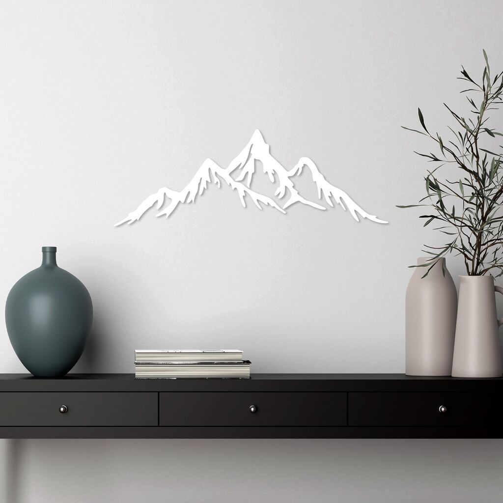 Wallity dzидна декорација Full Mountain And Mountain-4, 62x22 см, бела