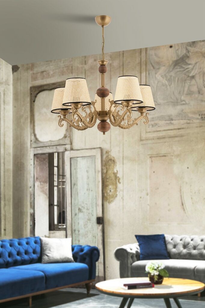 Opviq Luster Fiona Coral Wood, 15x10x13cm, IP20, златно-бели бои